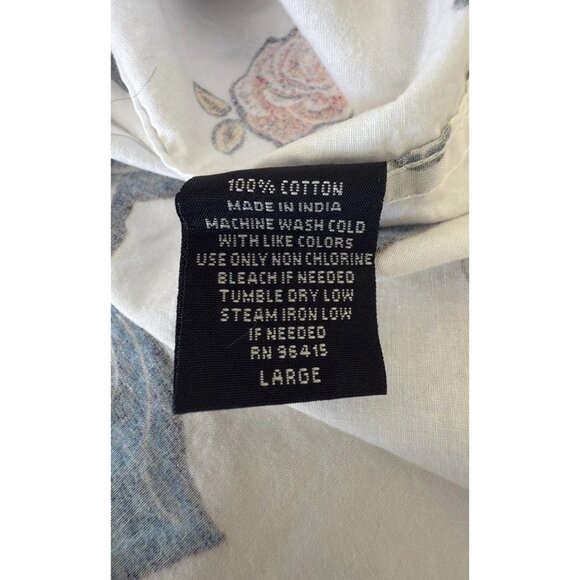 Alpha Beta Cotton Anchor Floral Collared Short Sleeve Button Down Shirt Men's L - Picture 5 of 6